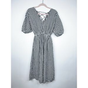 Mango Black and White Gingham Midi Dress